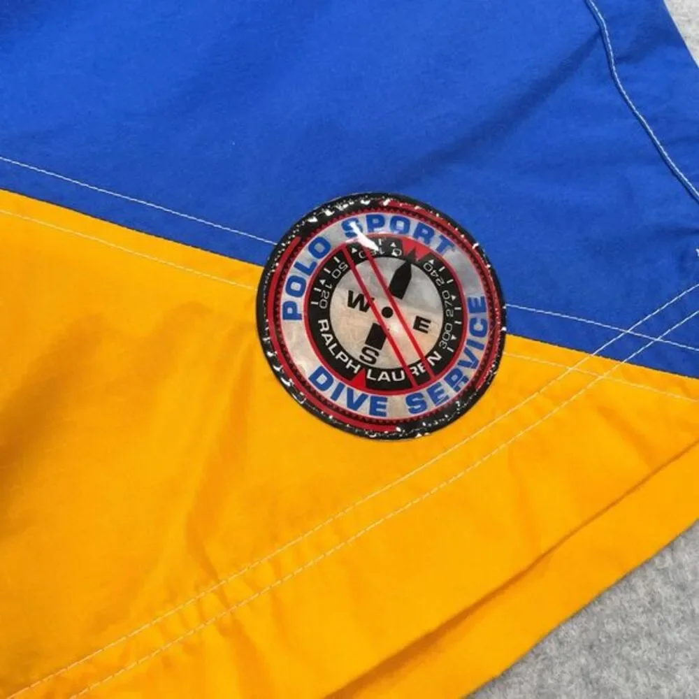 Vintage Polo Sport Ralph Lauren Swim Trunks Mens L Nylon Dive Service 90s Shorts
